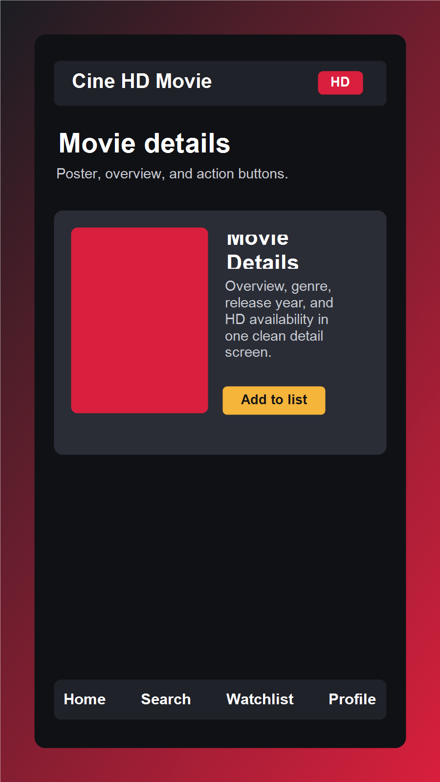 Cine HD Movie movie details screenshot