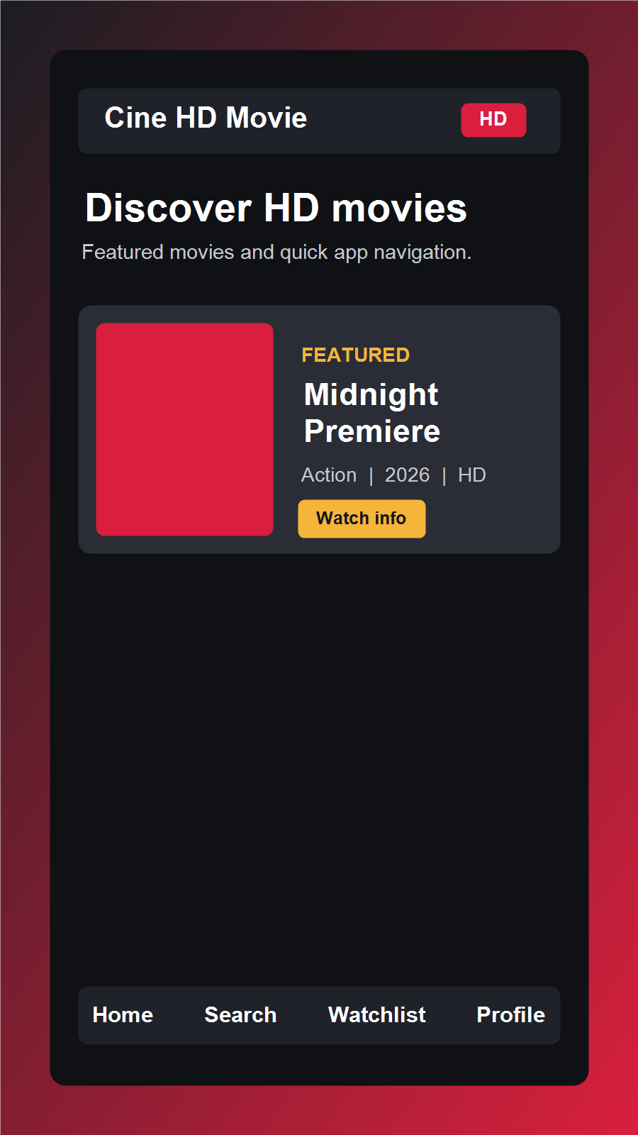 Cine HD Movie home screen screenshot