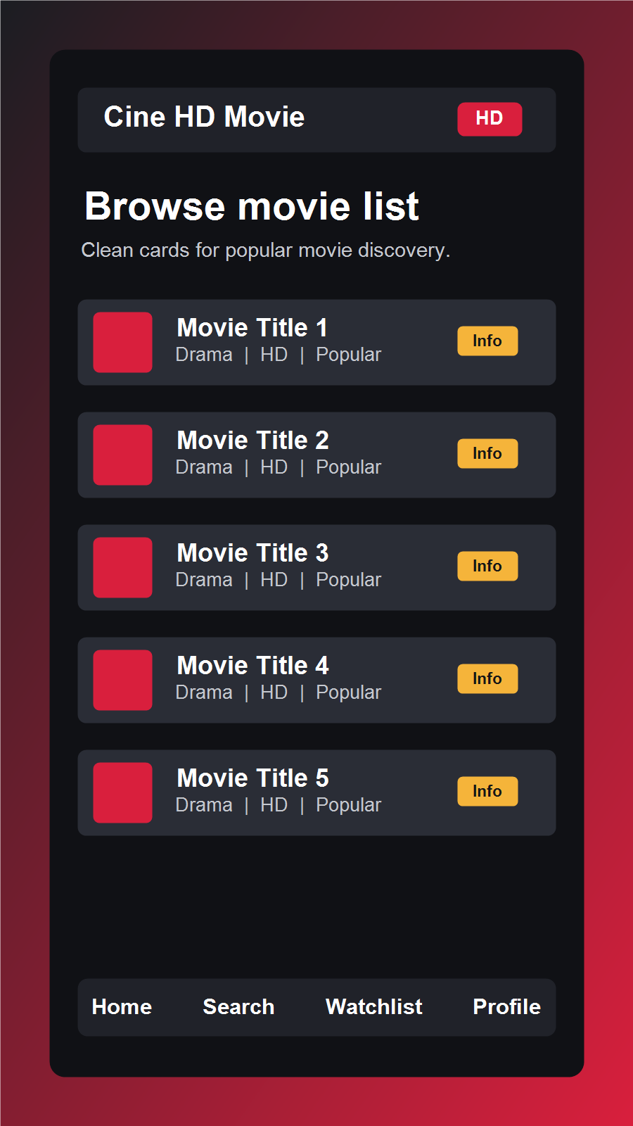 Cine HD Movie movie list screenshot